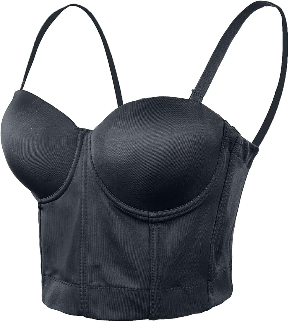 即日発送　KISHIDAMIKI tec bra bustier (black) Buy ELLACCI Women Black Smooth Push up Bustier Crop Top Corset Bra
